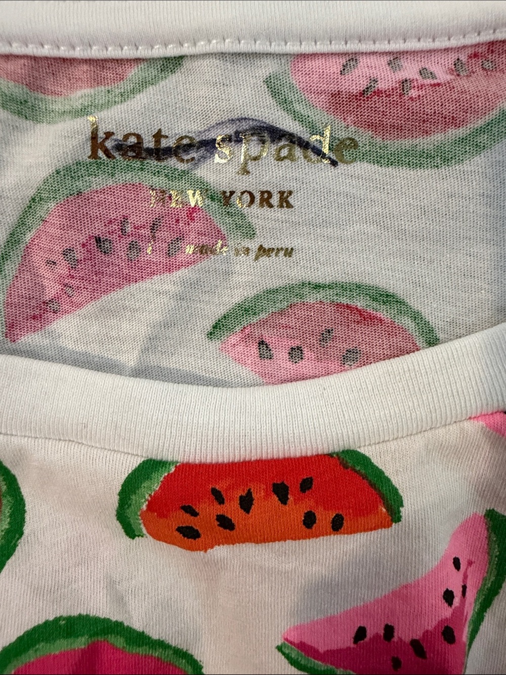 kate spade White Tee with Pink, Green & Orange Watermelon Print nwot - Picture 2 of 3